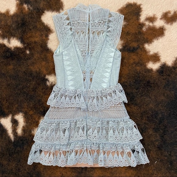 Self-Portrait Teardrop Guipere Paneled Mini Dress - Picture 4 of 8